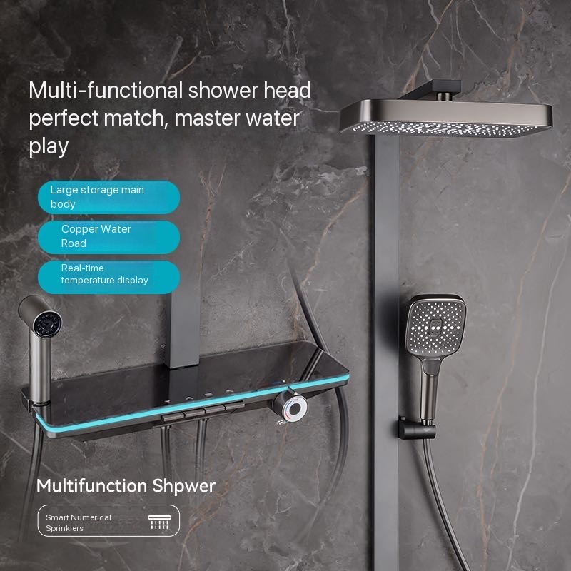 Nozzle Brass - Grijze pianoknop ambient light badkamer douche